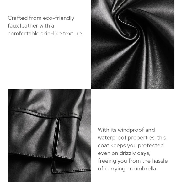 Full length faux leather Trench Coat. - Picture 4 of 6